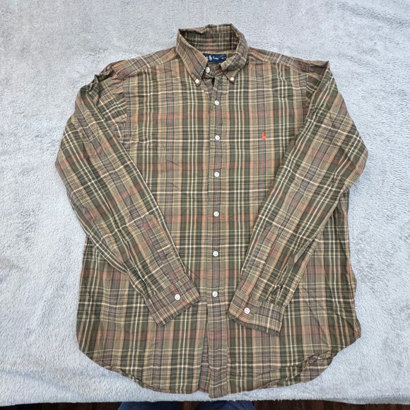 Ralph‎ Lauren Men's Shirt Size 16 Plaid Button Front Long Sleeve - Picture 1 of 6